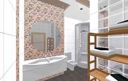 3D-модель: эскиз интерьера ванной комнаты